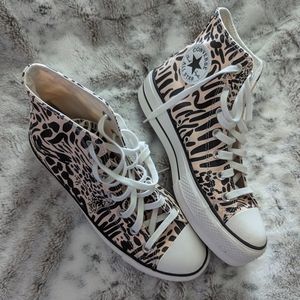 Converse Chuck Taylor All ⭐Lift Hi Womens Jungle Art Platforms High-Top Sneakers
